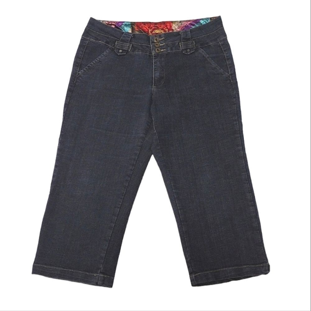 Y2K Black Wash Low Rise Straight Fit Capri Jeans Plus 14